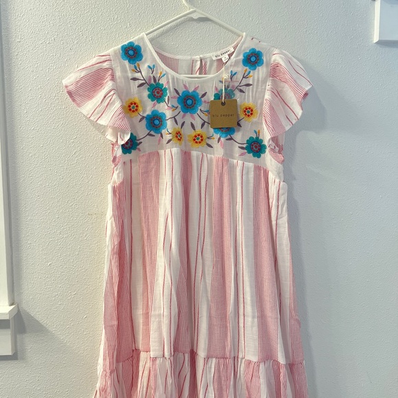 Anthropologie Pink Floral Embroidered Mini Dress Blu Pepper - Picture 4 of 5